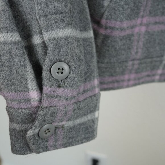 J.Crew Wool Blend Plaid Shacket Jacket Gray Purple‎ Size Small - Picture 5 of 10
